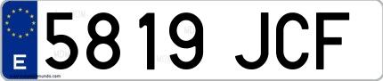 Ejemplo de matrícula española 5819 JCF