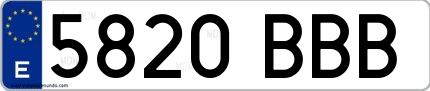 Ejemplo de matrícula española 5820 BBB
