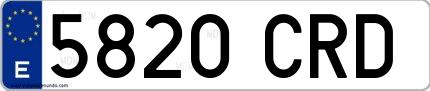 Ejemplo de matrícula española 5820 CRD