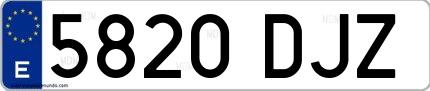 Ejemplo de matrícula española 5820 DJZ