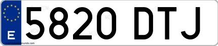 Ejemplo de matrícula española 5820 DTJ