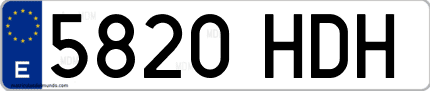 Ejemplo de matrícula de coche ordinaria 5820 HDH