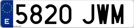 Ejemplo de matrícula española 5820 JWM