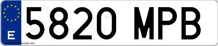 Ejemplo de matrícula española 5820 MPB