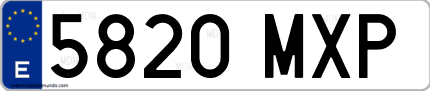 Ejemplo de matrícula de coche ordinaria 5820 MXP