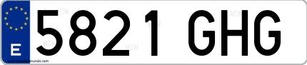 Ejemplo de matrícula española 5821 GHG