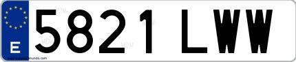 Ejemplo de matrícula española 5821 LWW
