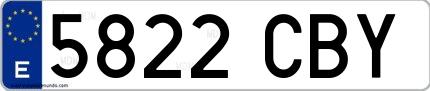 Ejemplo de matrícula española 5822 CBY