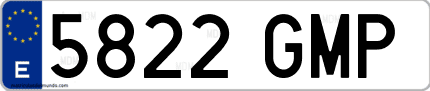 Ejemplo de matrícula de coche ordinaria 5822 GMP