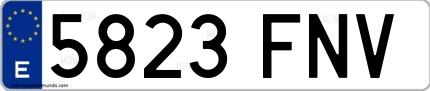 Ejemplo de matrícula española 5823 FNV