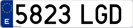 Ejemplo de matrícula de coche ordinaria 5823 LGD