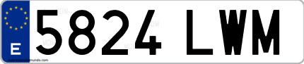 Ejemplo de matrícula de coche ordinaria 5824 LWM