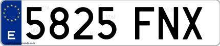 Ejemplo de matrícula española 5825 FNX