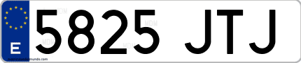 Ejemplo de matrícula de coche ordinaria 5825 JTJ