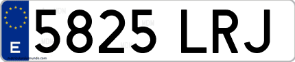 Ejemplo de matrícula de coche ordinaria 5825 LRJ