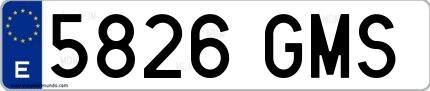 Ejemplo de matrícula española 5826 GMS