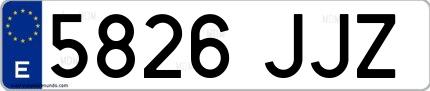 Ejemplo de matrícula española 5826 JJZ
