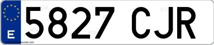 Ejemplo de matrícula española 5827 CJR