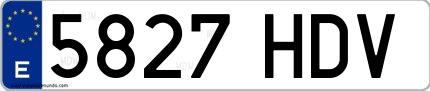 Ejemplo de matrícula española 5827 HDV
