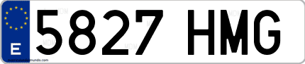 Ejemplo de matrícula de coche ordinaria 5827 HMG