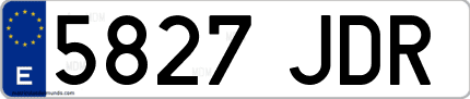 Ejemplo de matrícula de coche ordinaria 5827 JDR