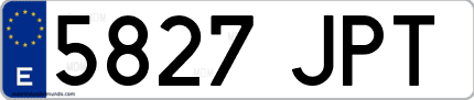 Ejemplo de matrícula de coche ordinaria 5827 JPT