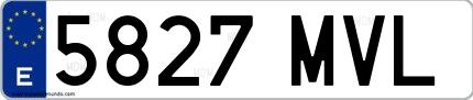 Ejemplo de matrícula de coche ordinaria 5827 MVL