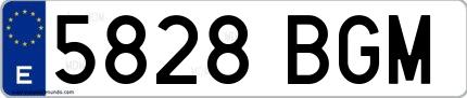 Ejemplo de matrícula española 5828 BGM
