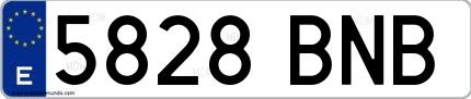 Ejemplo de matrícula española 5828 BNB