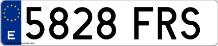 Ejemplo de matrícula de coche ordinaria 5828 FRS