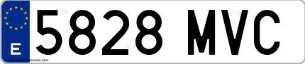 Ejemplo de matrícula española 5828 MVC
