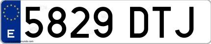 Ejemplo de matrícula española 5829 DTJ