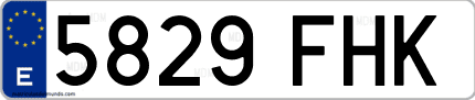 Ejemplo de matrícula de coche ordinaria 5829 FHK