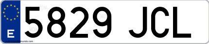 Ejemplo de matrícula de coche ordinaria 5829 JCL