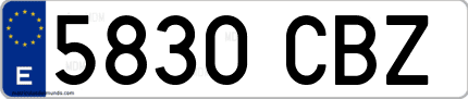 Ejemplo de matrícula de coche ordinaria 5830 CBZ