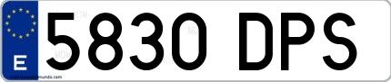 Ejemplo de matrícula española 5830 DPS