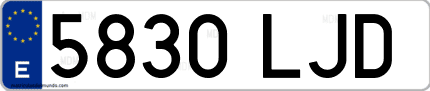 Ejemplo de matrícula de coche ordinaria 5830 LJD