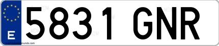 Ejemplo de matrícula española 5831 GNR