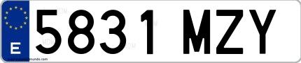 Ejemplo de matrícula española 5831 MZY