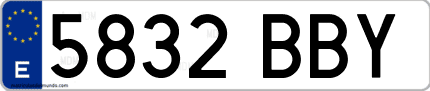 Ejemplo de matrícula de coche ordinaria 5832 BBY