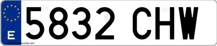 Ejemplo de matrícula española 5832 CHW