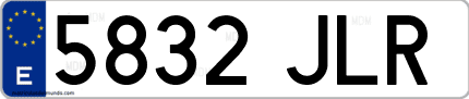 Ejemplo de matrícula de coche ordinaria 5832 JLR