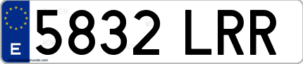 Ejemplo de matrícula de coche ordinaria 5832 LRR