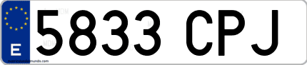 Ejemplo de matrícula de coche ordinaria 5833 CPJ