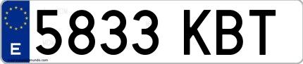 Ejemplo de matrícula española 5833 KBT