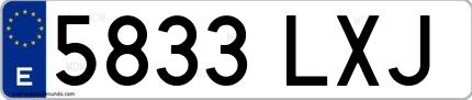 Ejemplo de matrícula española 5833 LXJ