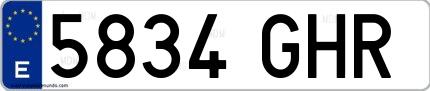 Ejemplo de matrícula española 5834 GHR