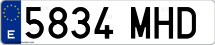 Ejemplo de matrícula de coche ordinaria 5834 MHD