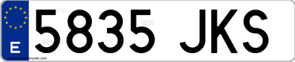 Ejemplo de matrícula de coche ordinaria 5835 JKS