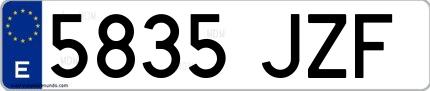 Ejemplo de matrícula española 5835 JZF